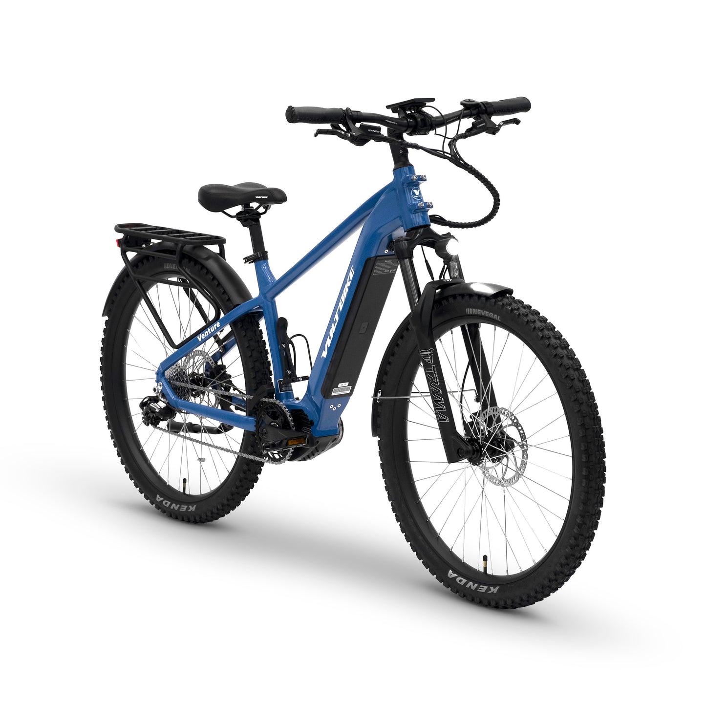 Blue electric bicycle on a white background