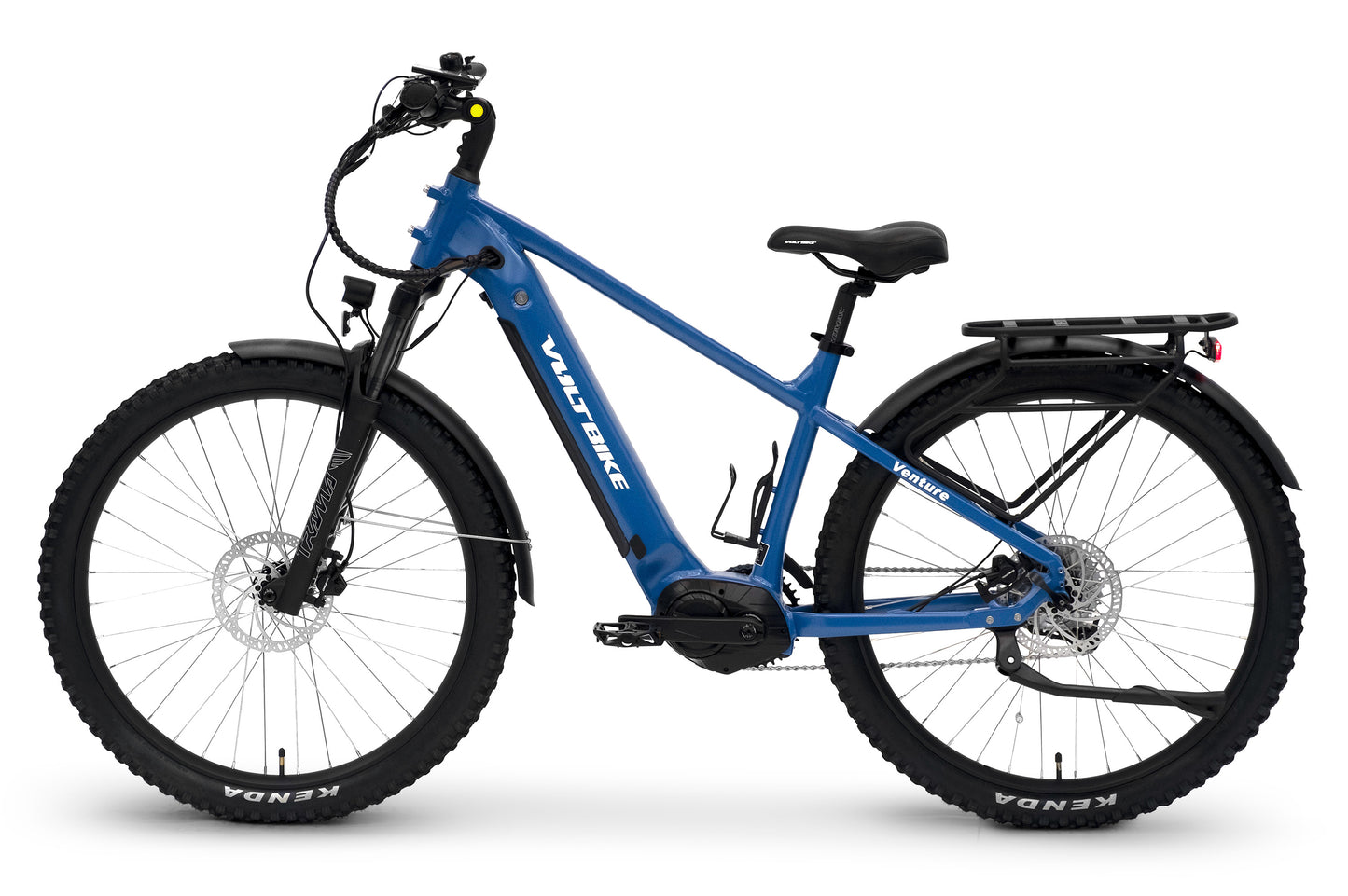 Blue electric bicycle on a white background
