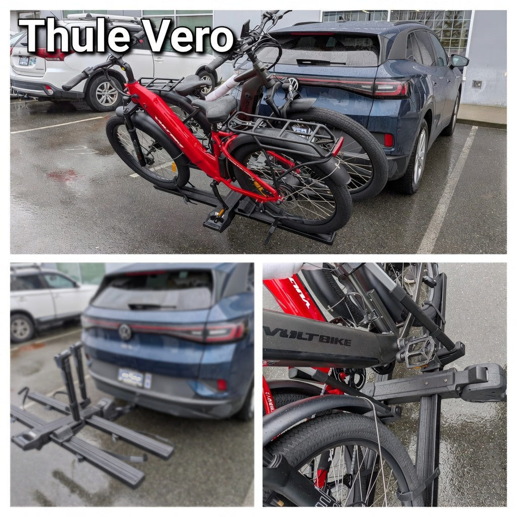 thule vero bike rack loaded with VoltBikes